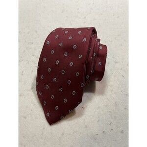 Vtg Christian Dior Silk Necktie Burgundy Red Micro Floral Made in USA 56"x3.5"